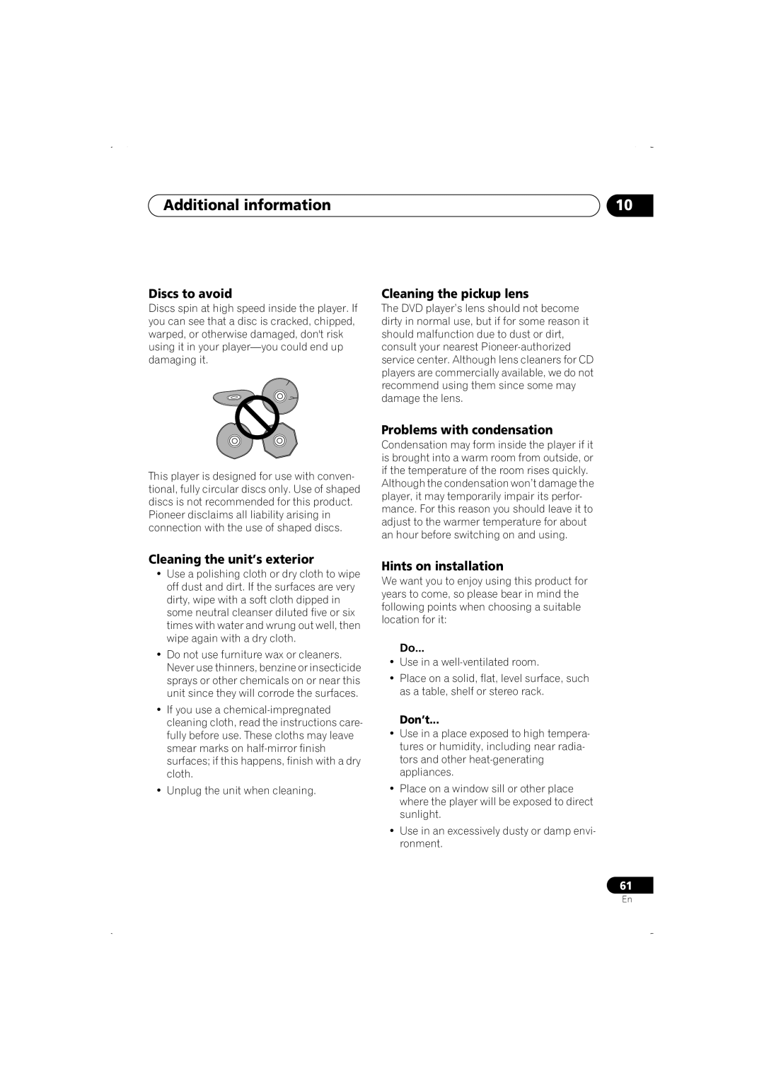 Pioneer DV-466-K, DV-266-S, DV-466-S, DV-366-S, DV-366-K operating instructions Additional information 