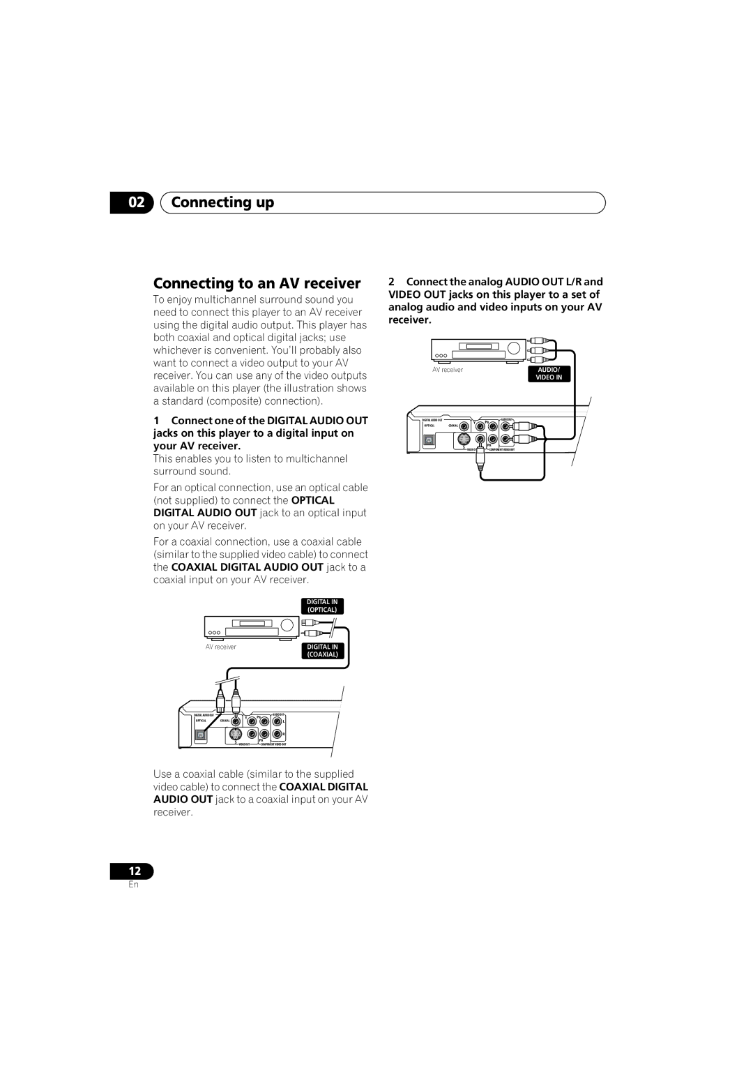 Pioneer DV-270-S, DV-373-K, DV-373-S operating instructions Connecting up Connecting to an AV receiver 