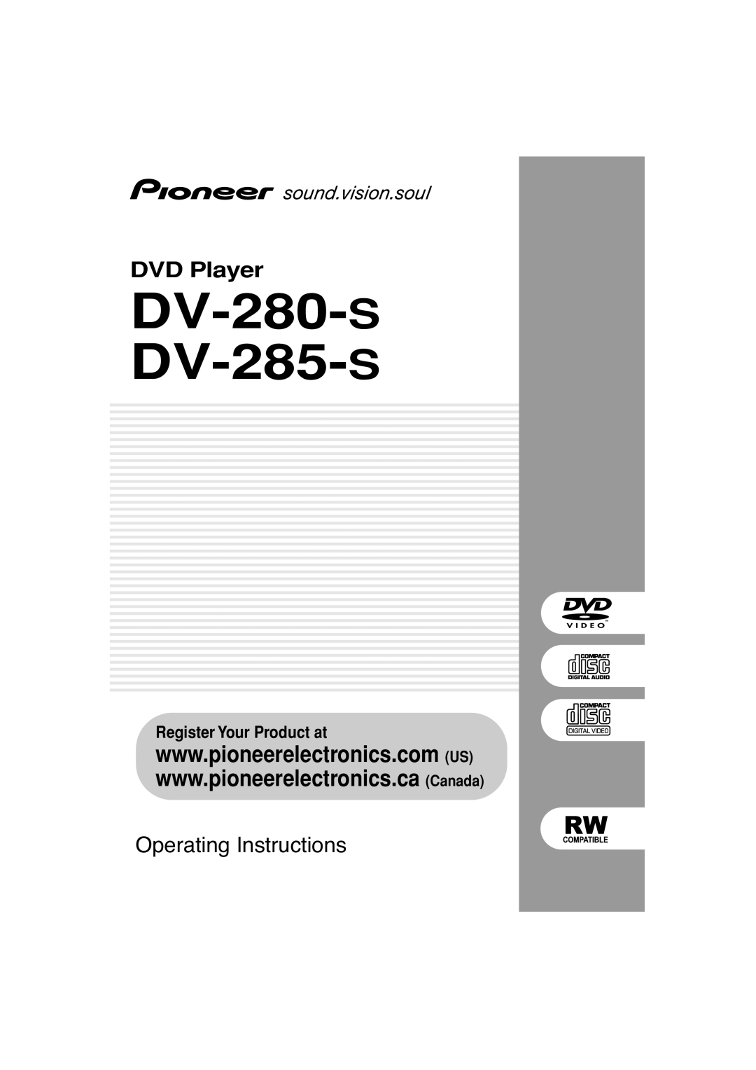 Pioneer operating instructions DV-280-S DV-285-S 