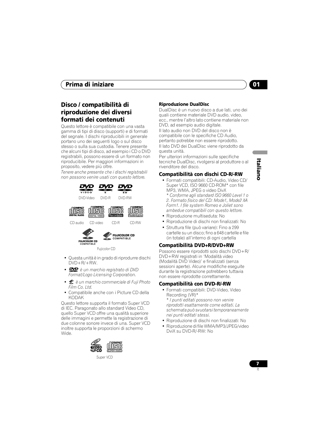 Pioneer DV-300-K, DV-300-S Compatibilità con dischi CD-R/-RW, Compatibilità DVD+R/DVD+RW, Compatibilità con DVD-R/-RW 