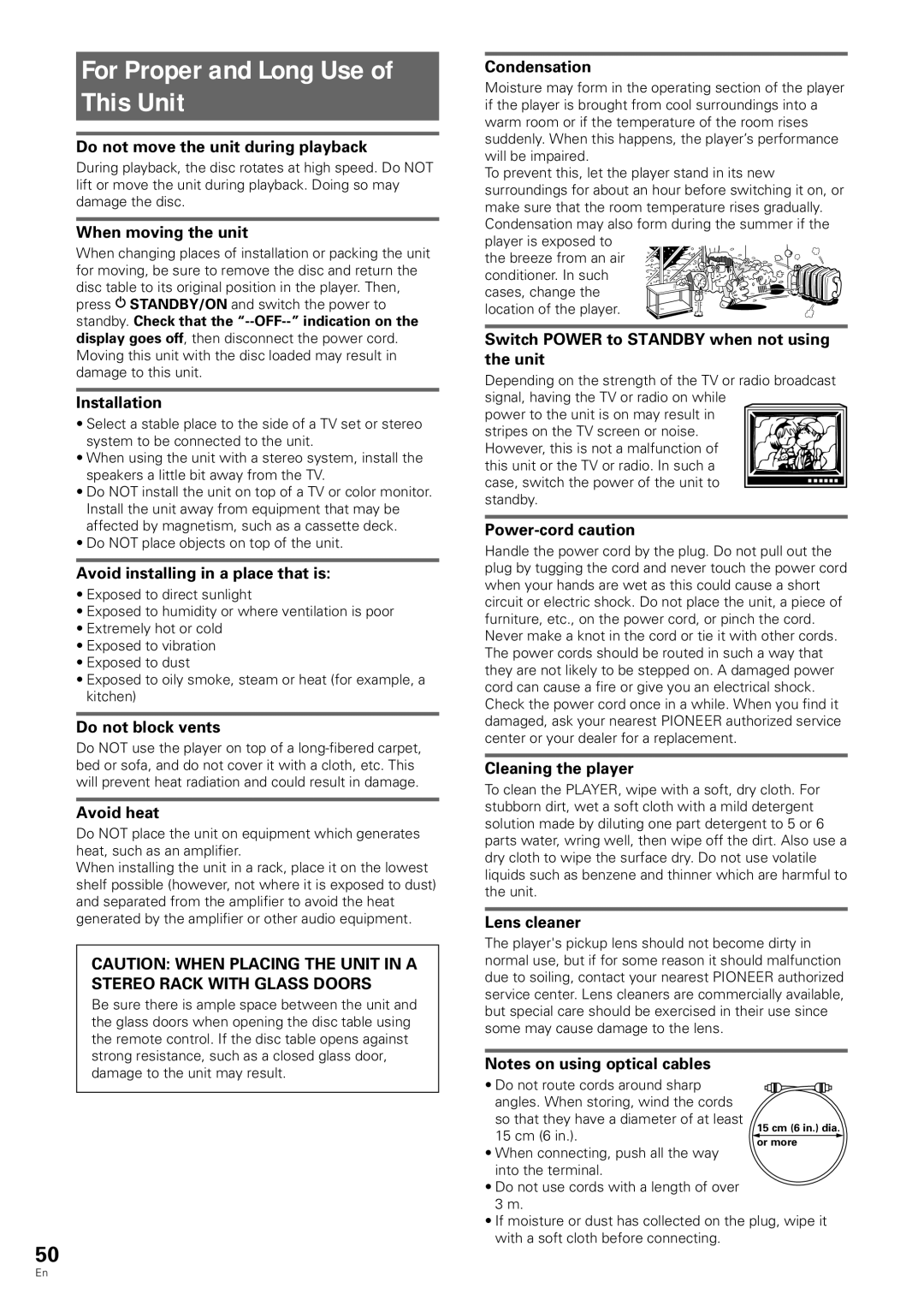 Pioneer DV-343 operating instructions For Proper and Long Use of This Unit 