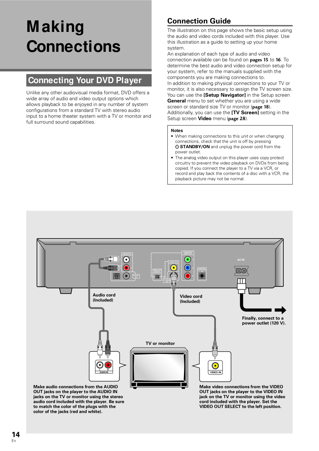 Pioneer DV-343 operating instructions Connecting Your DVD Player, Connection Guide, Making Connections 