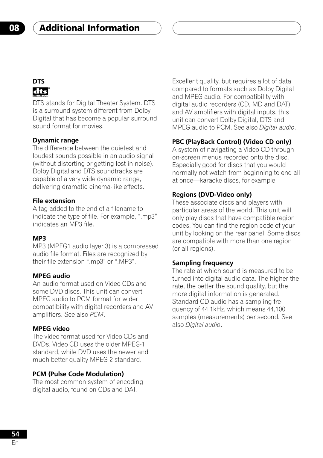 Pioneer DV-353, DV-251, DV-250 operating instructions MP3 