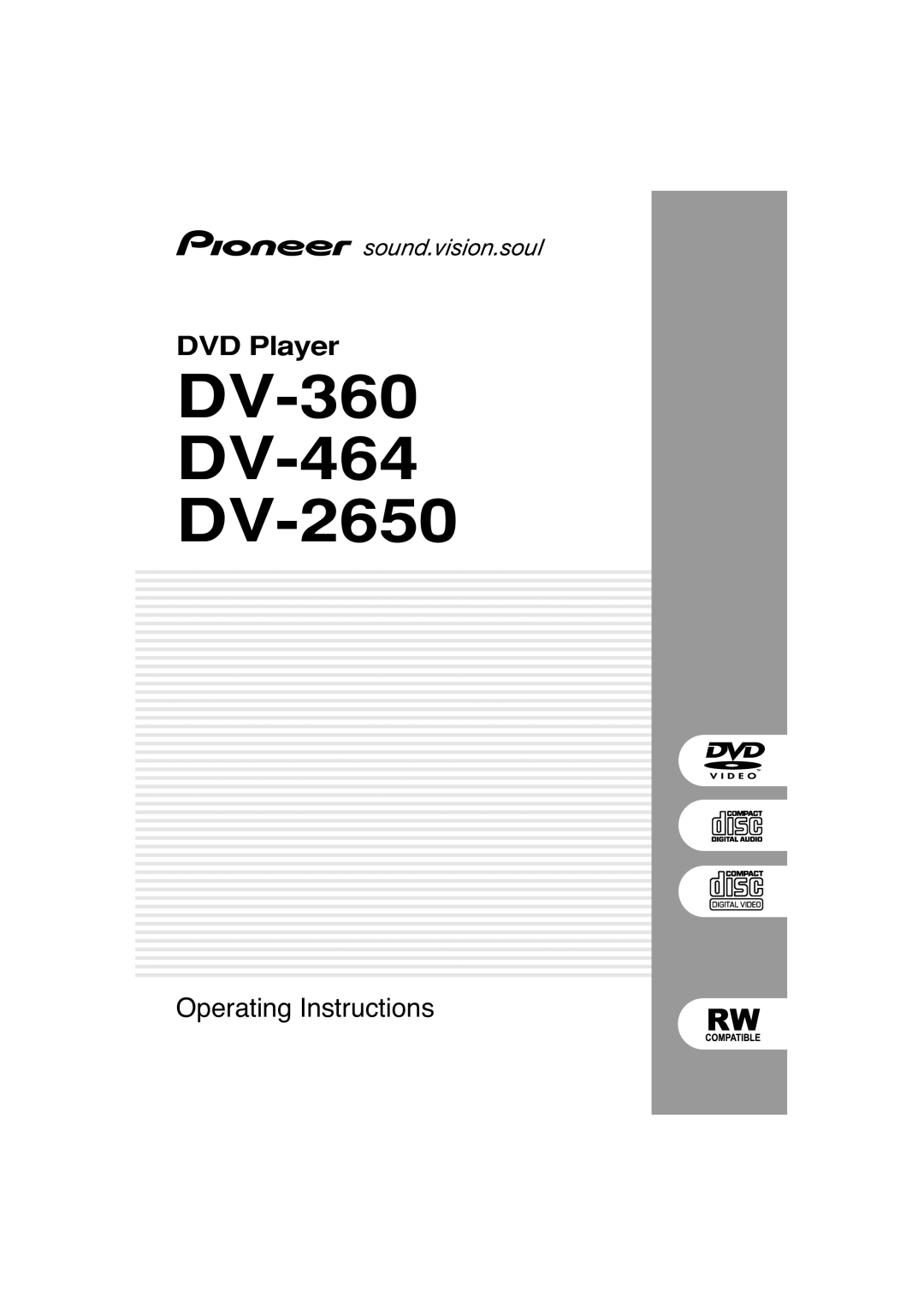 Pioneer operating instructions DV-360 DV-464 DV-2650 