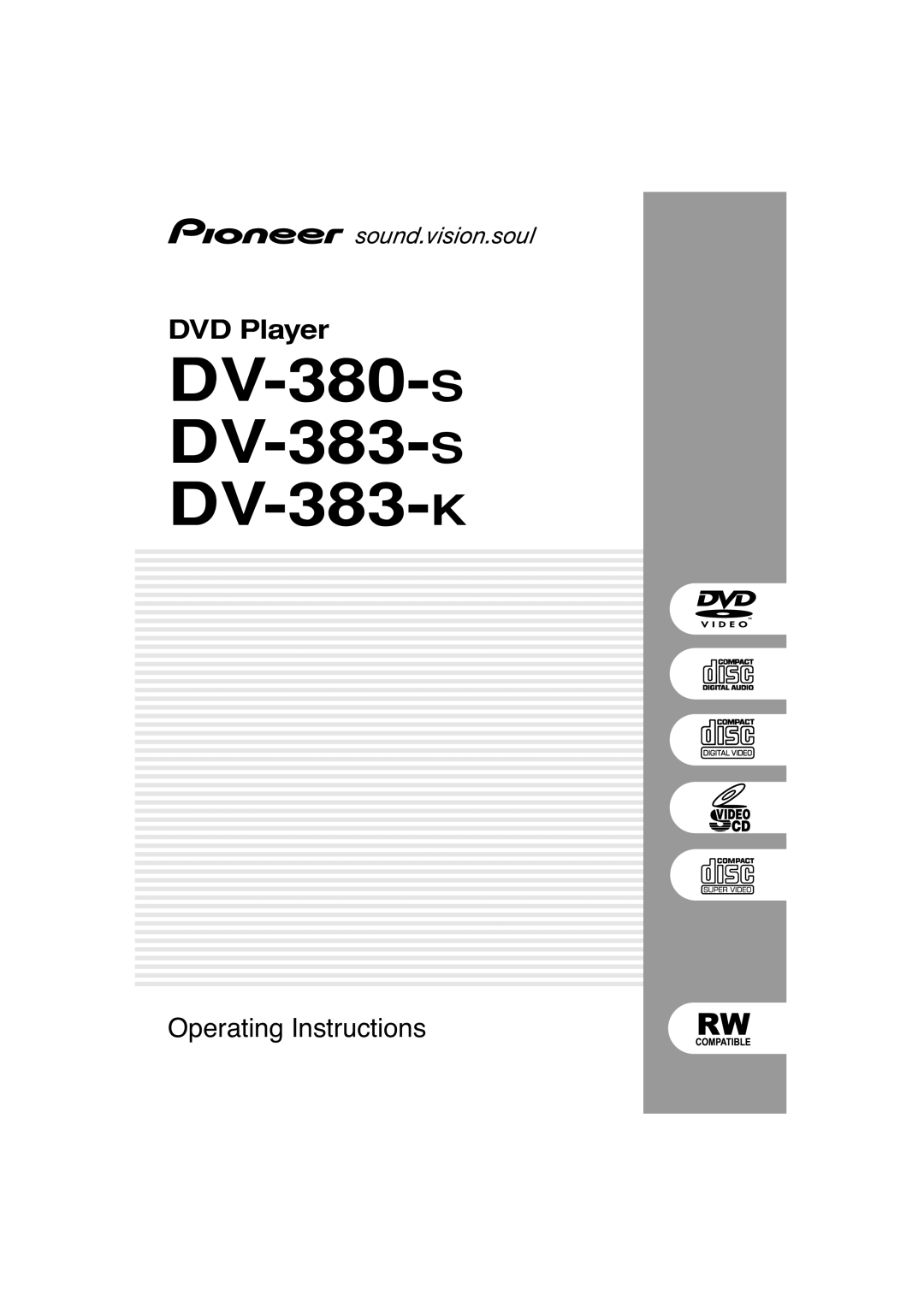 Pioneer operating instructions DV-380-SDV-383-SDV-383-K 