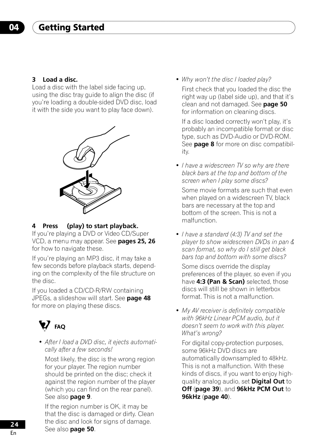 Pioneer DV-400-S operating instructions Load a disc, Press 3 play to start playback 