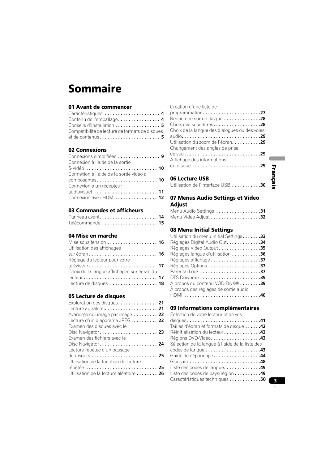 Pioneer DV-410V-K operating instructions Français 