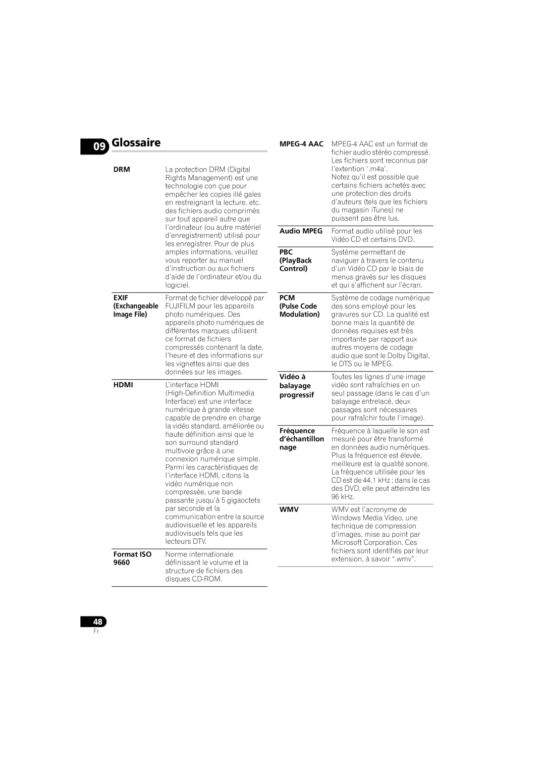 Pioneer DV-410V-K operating instructions Glossaire 