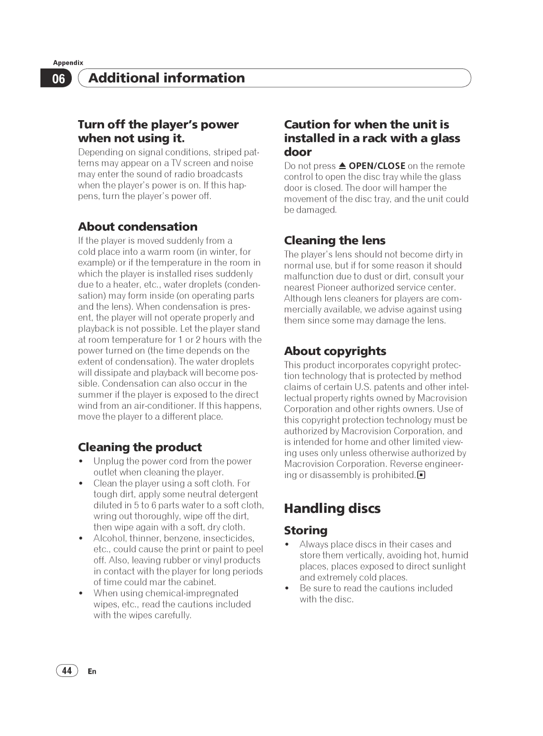 Pioneer DV-420V-S operating instructions Handling discs 