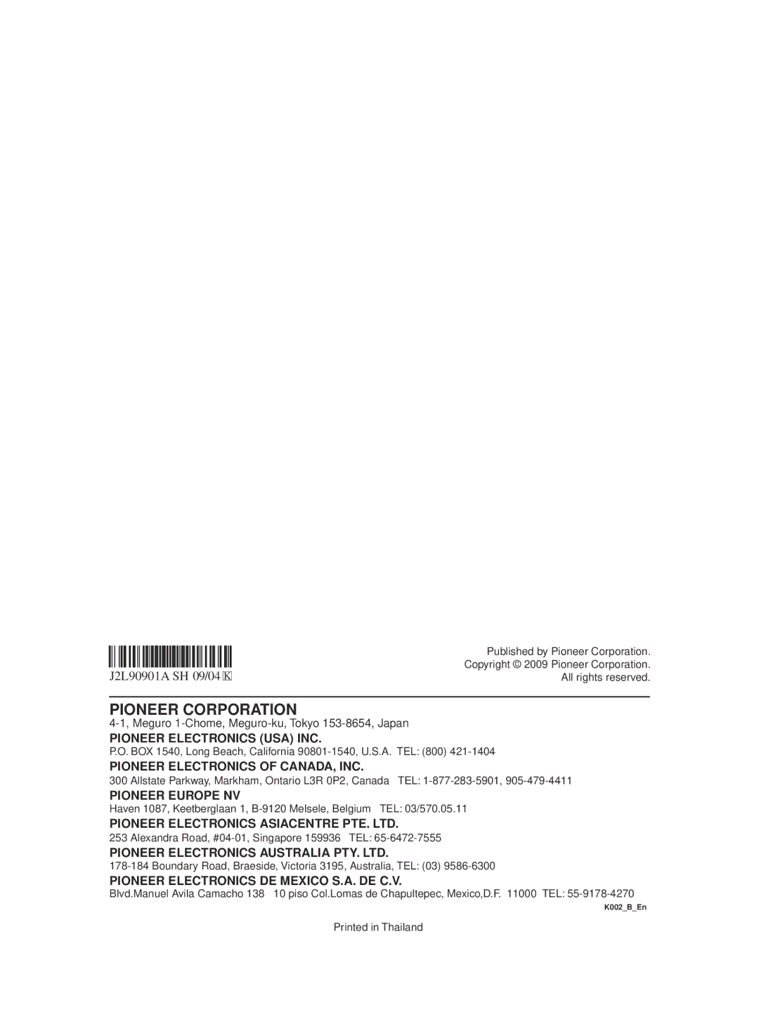 Pioneer DV-420V-S operating instructions Pioneer Corporation 