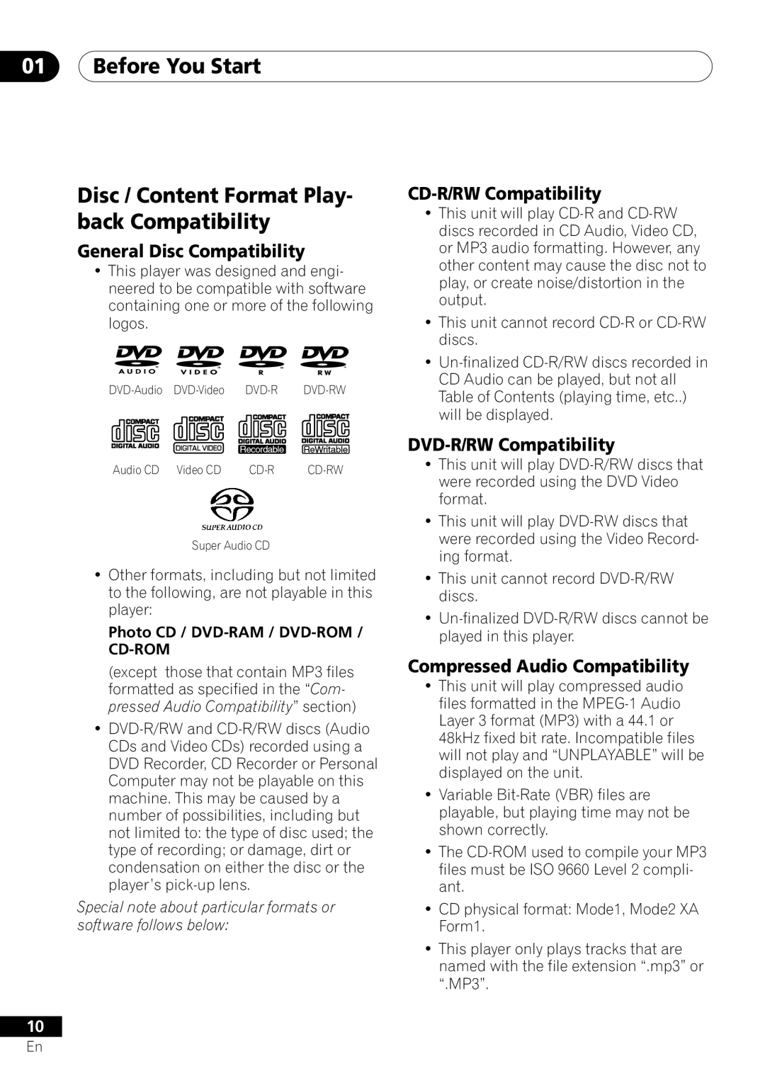 Pioneer DV-45A operating instructions Photo CD / DVD-RAM / DVD-ROM, Cd-Rom 