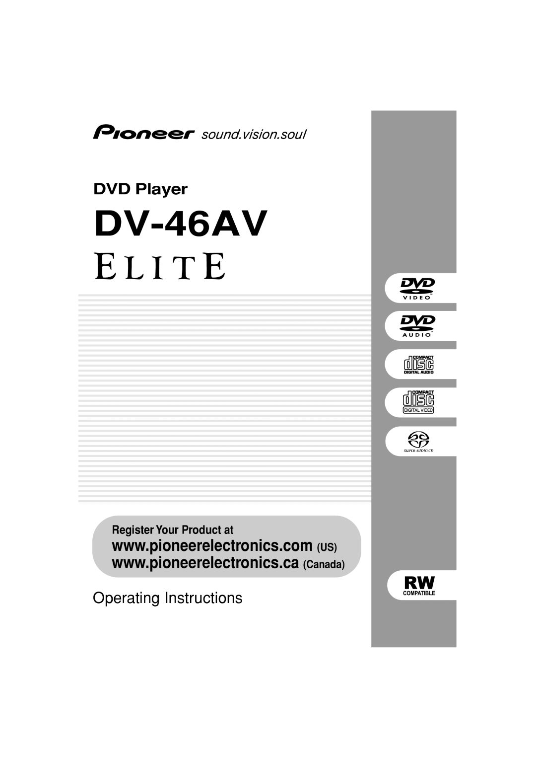 Pioneer DV-46AV operating instructions 