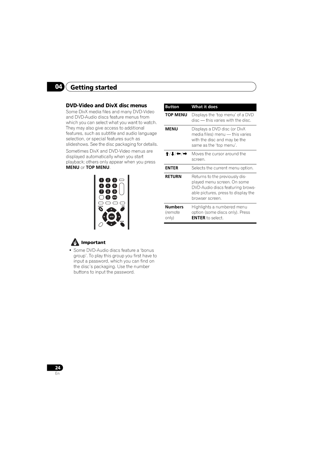 Pioneer DV-48AV operating instructions DVD-Video and DivX disc menus, Enter, Return 