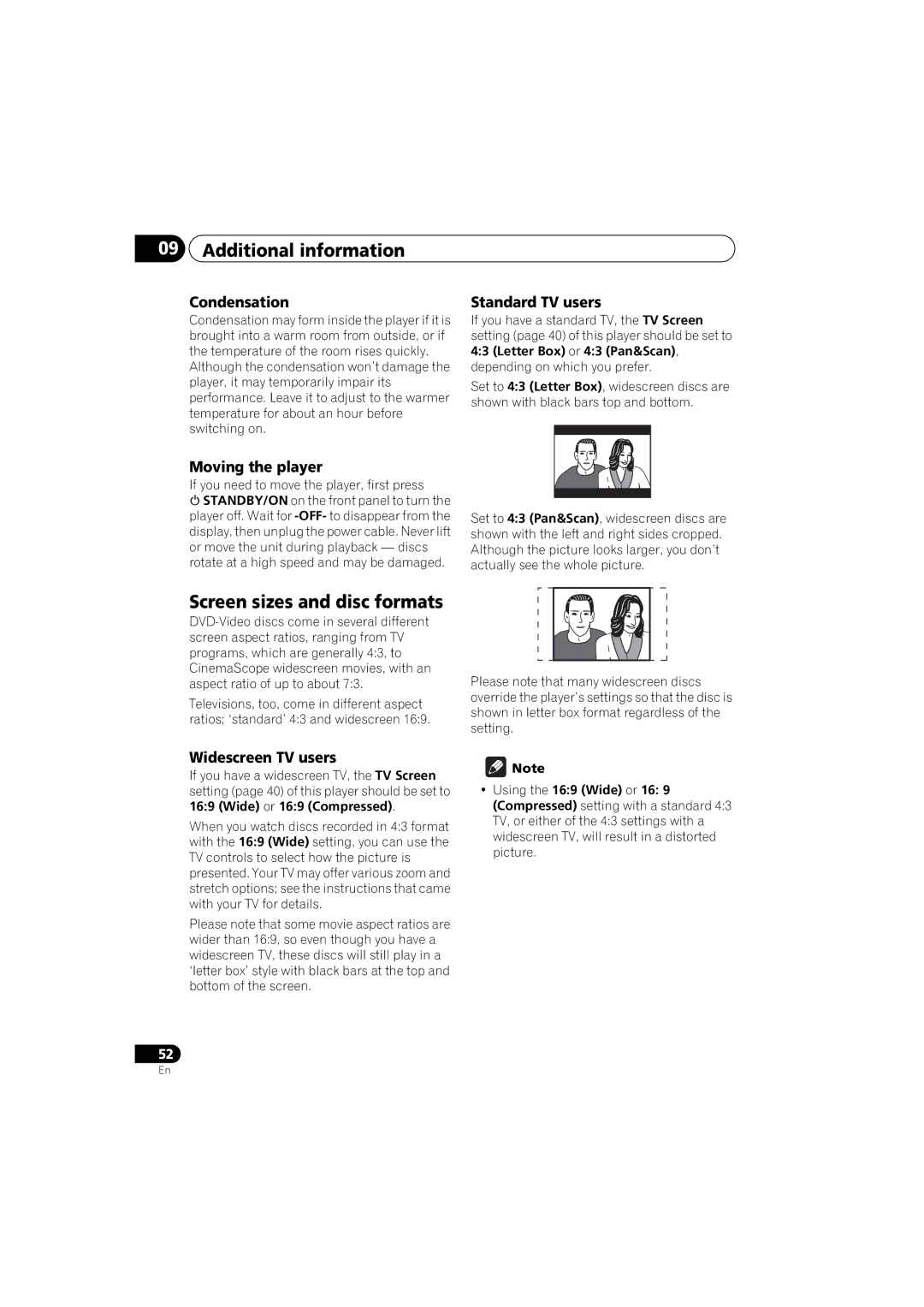 Pioneer DV-48AV operating instructions Additional information, Screen sizes and disc formats 