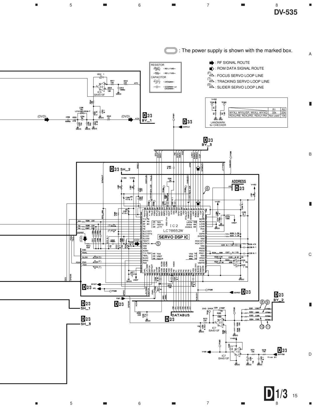 Pioneer DV-535 specifications Power supply is shown with the marked box 