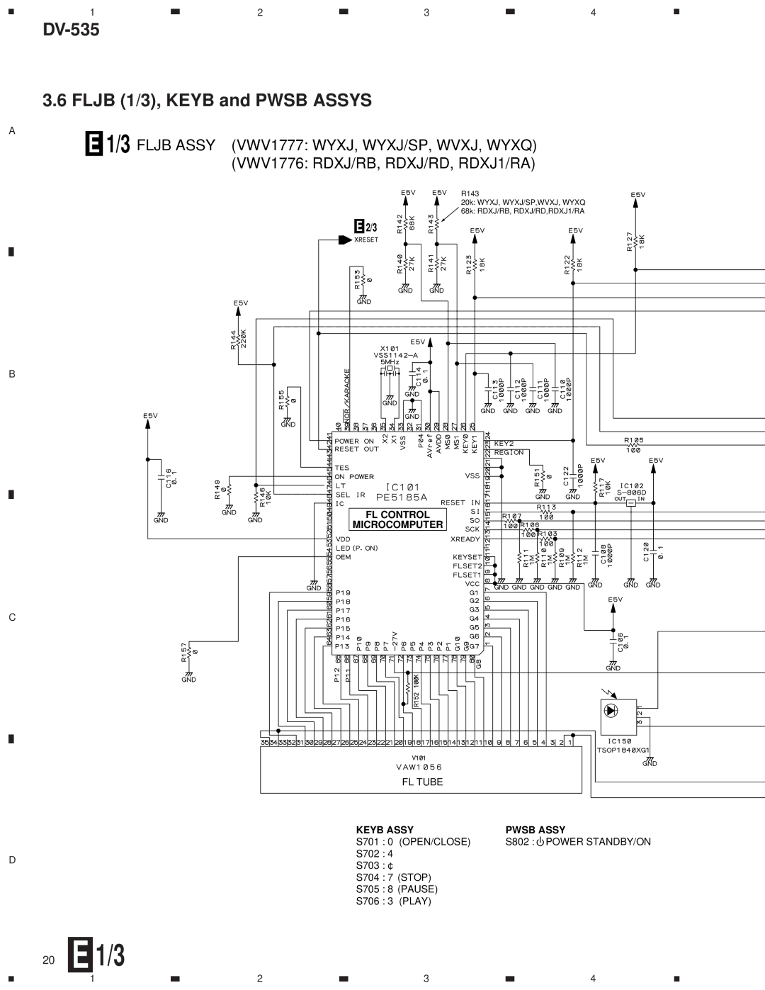 Pioneer DV-535 specifications FL Tube, Open/Close, Power STANDBY/ON 