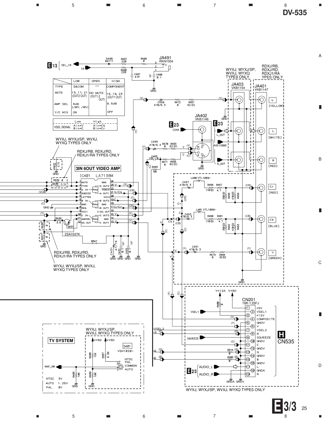 Pioneer DV-535 specifications CN535 