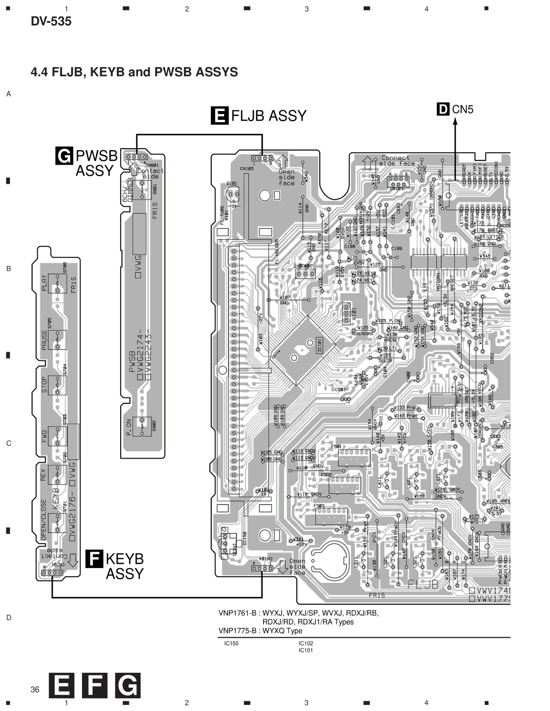 Pioneer DV-535 specifications Pwsb Assy Keyb, VNP1761-B WYXJ, WYXJ/SP, WVXJ, RDXJ/RB 