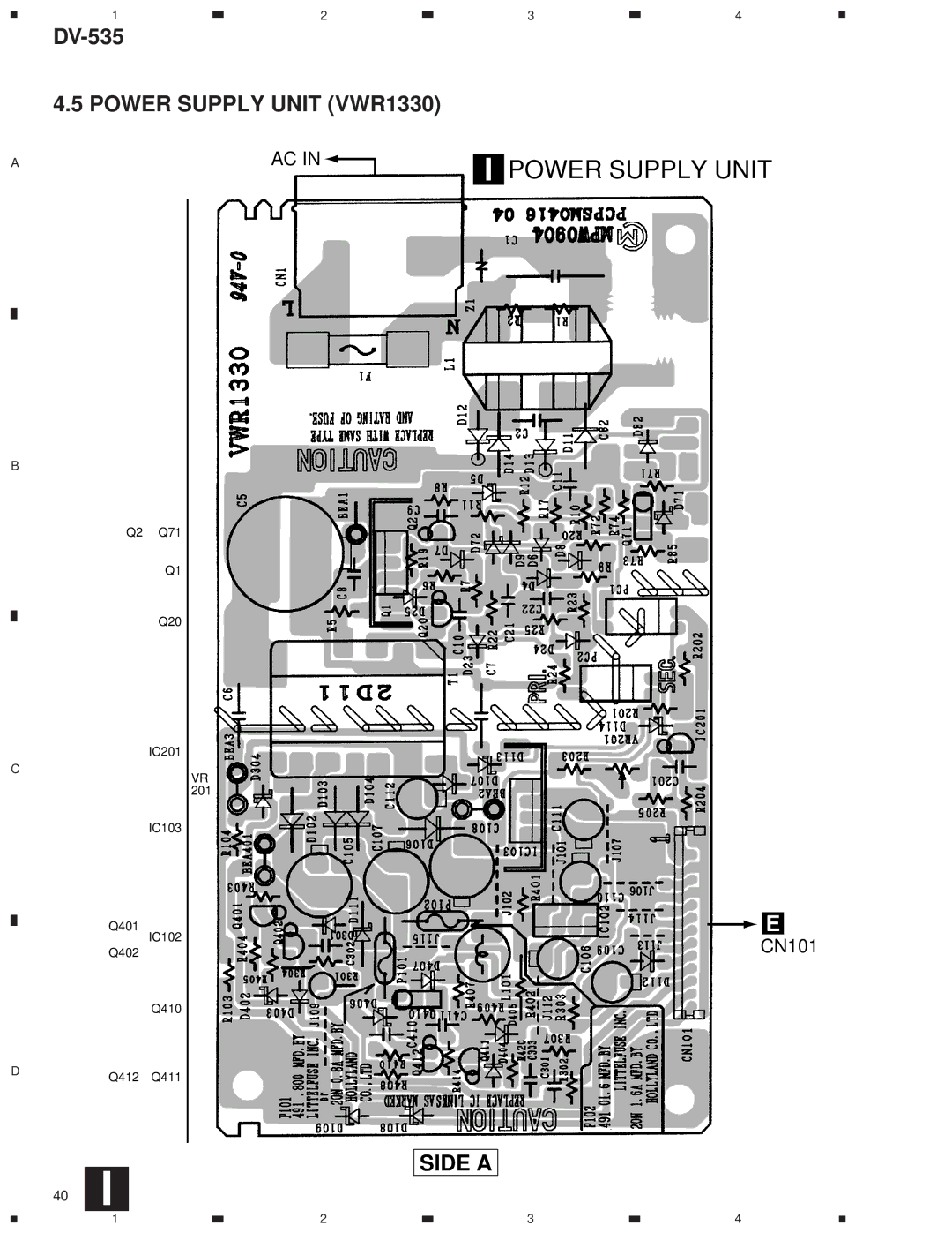 Pioneer DV-535 specifications Power Supply Unit VWR1330 