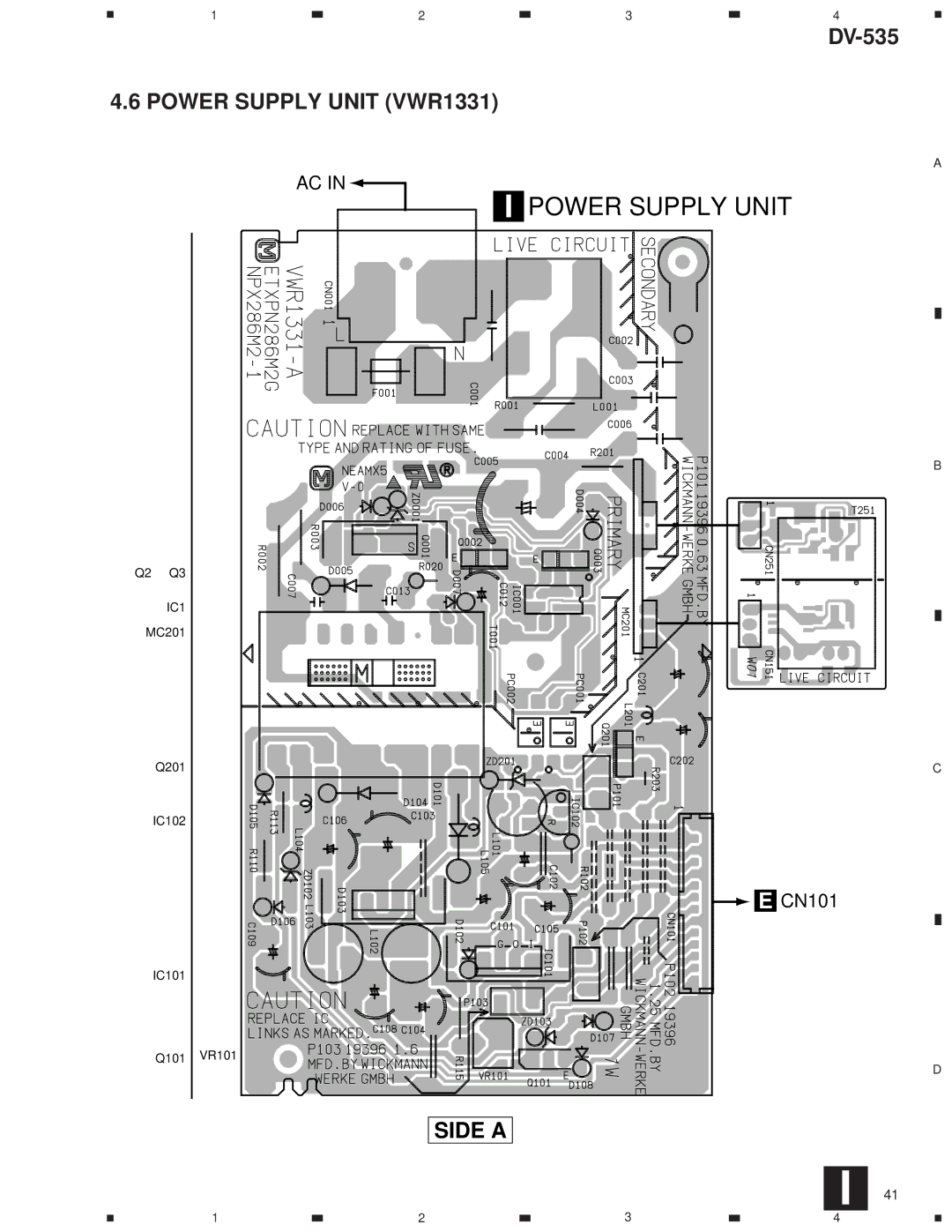 Pioneer DV-535 specifications Power Supply Unit VWR1331, IC1 