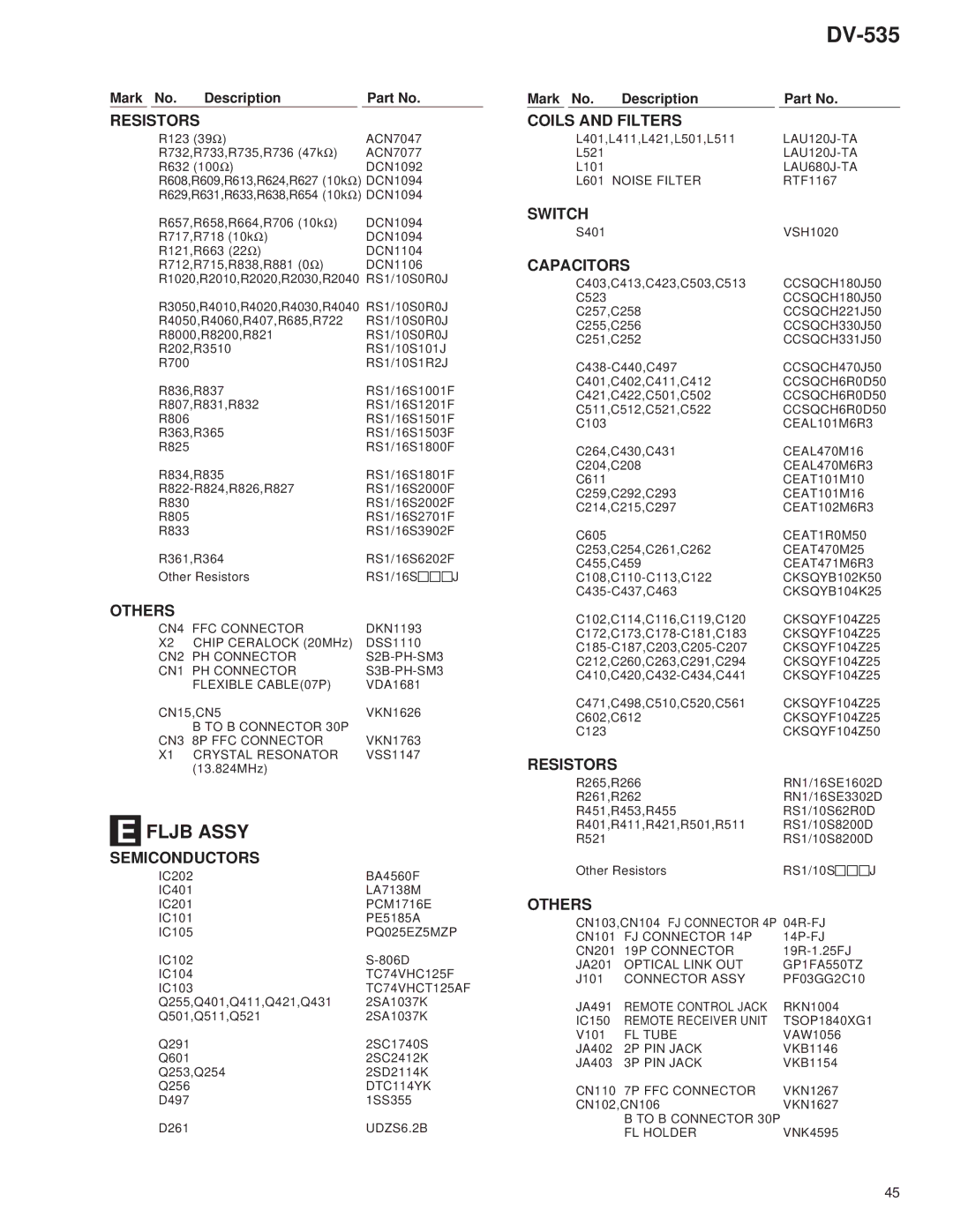 Pioneer DV-535 specifications Fljb Assy 