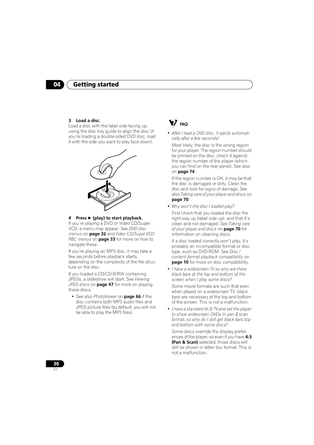 Pioneer DV-563A, DV-667A-K, DV-667A-S operating instructions Load a disc, Press play to start playback 