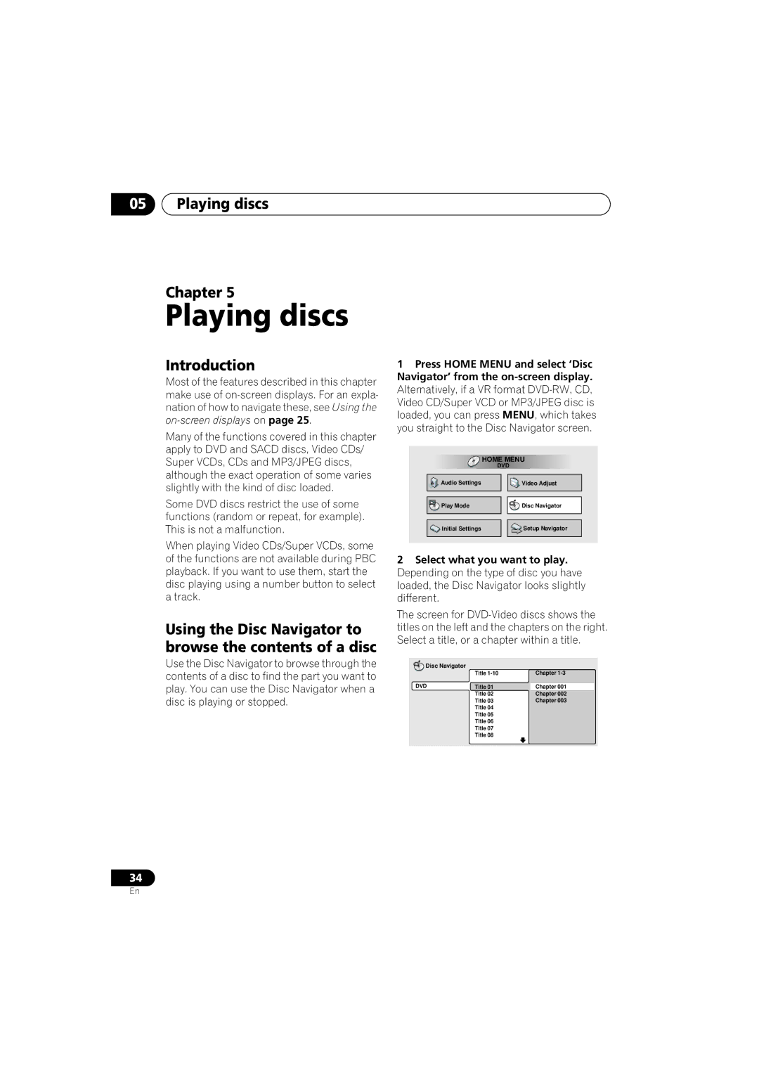 Pioneer DV-667A-K, DV-563A, DV-667A-S operating instructions Playing discs Chapter, Introduction 