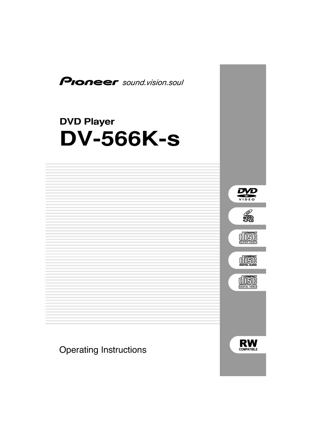 Pioneer DV-566K-s operating instructions 