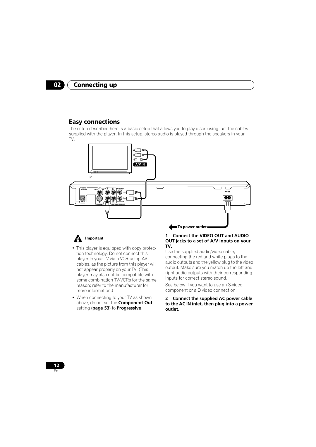 Pioneer DV-566K-s operating instructions Connecting up Easy connections 