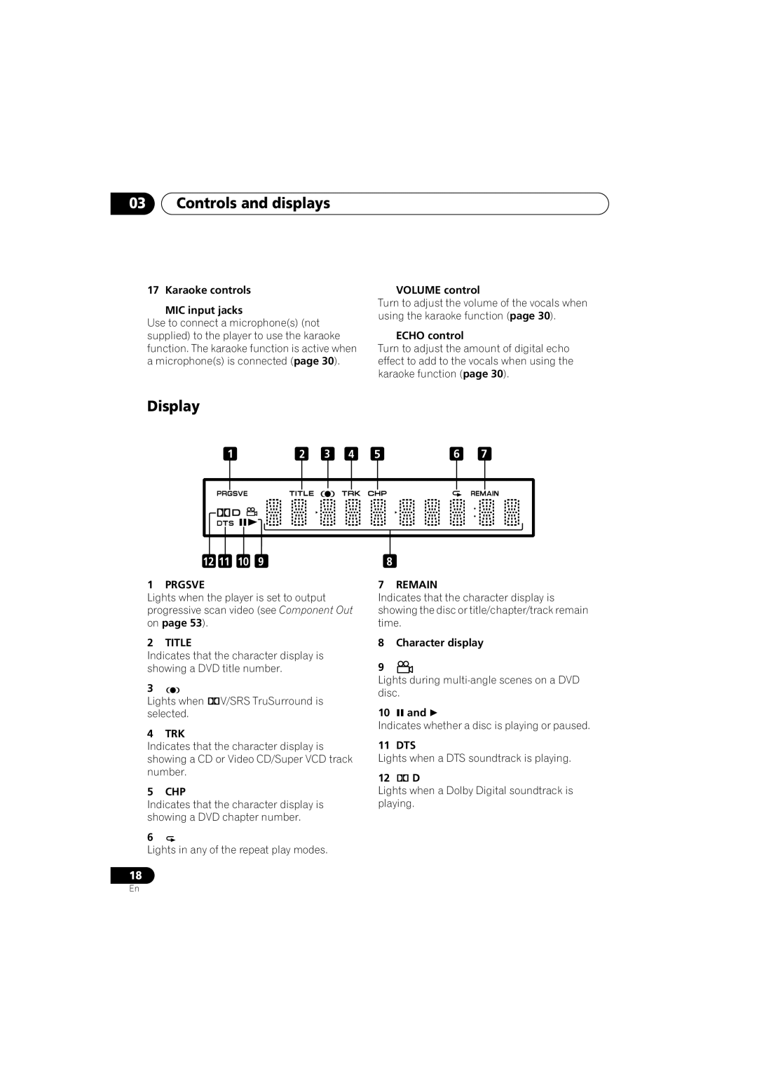 Pioneer DV-566K-s operating instructions Controls and displays, Display 