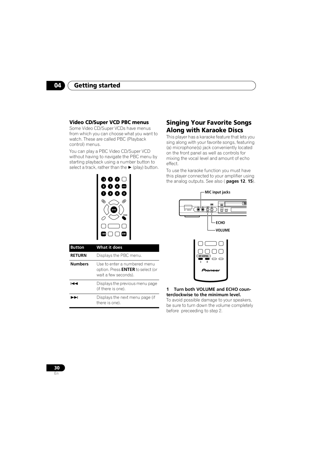 Pioneer DV-566K-s operating instructions Singing Your Favorite Songs Along with Karaoke Discs, Video CD/Super VCD PBC menus 