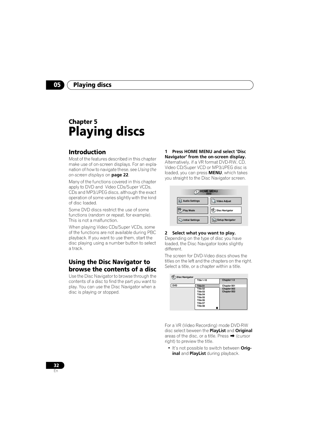 Pioneer DV-566K-s operating instructions Playing discs Chapter, Introduction 