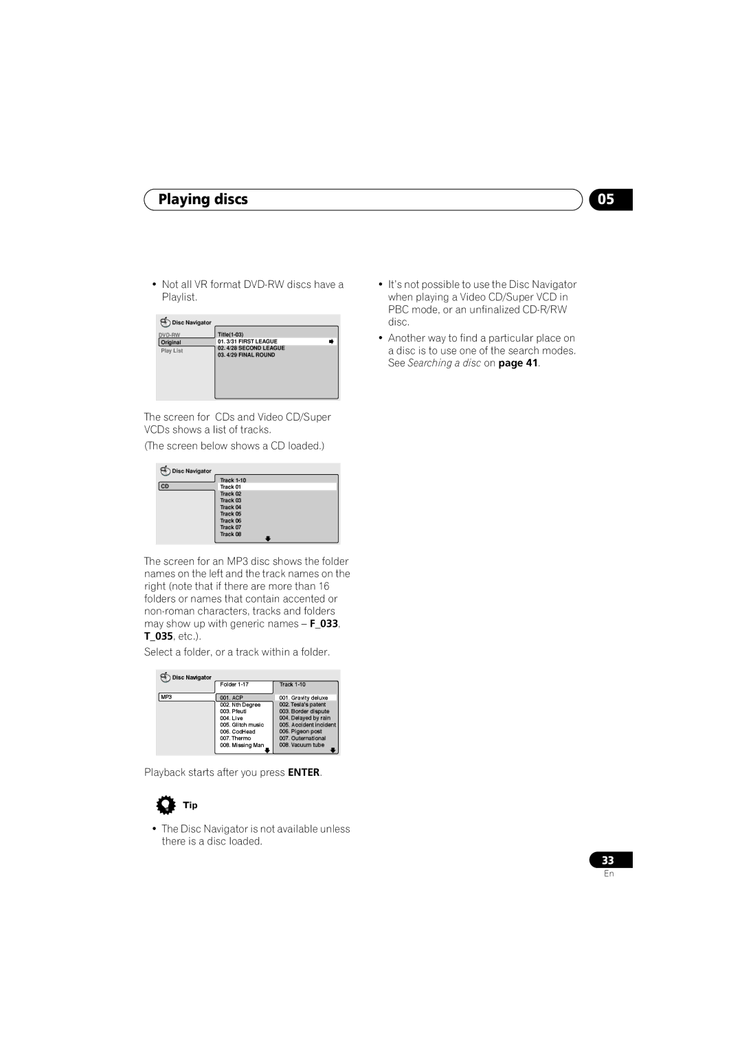 Pioneer DV-566K-s operating instructions Not all VR format DVD-RW discs have a Playlist, MP3 