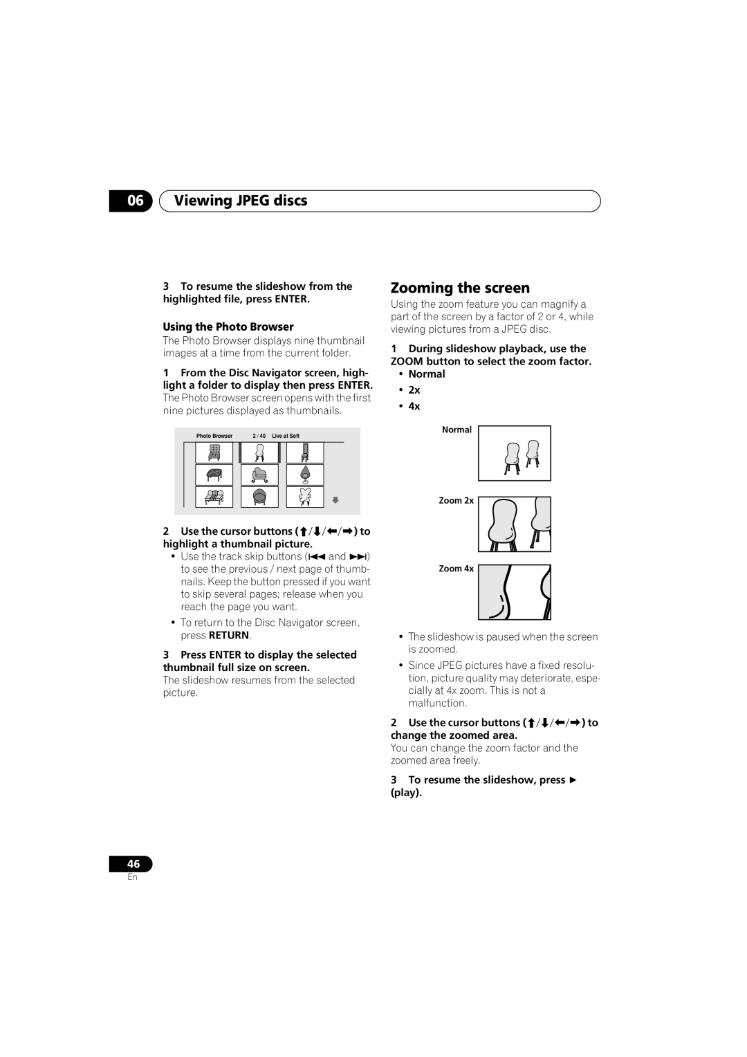 Pioneer DV-566K-s operating instructions Using the Photo Browser, Use the cursor buttons Highlight a thumbnail picture 