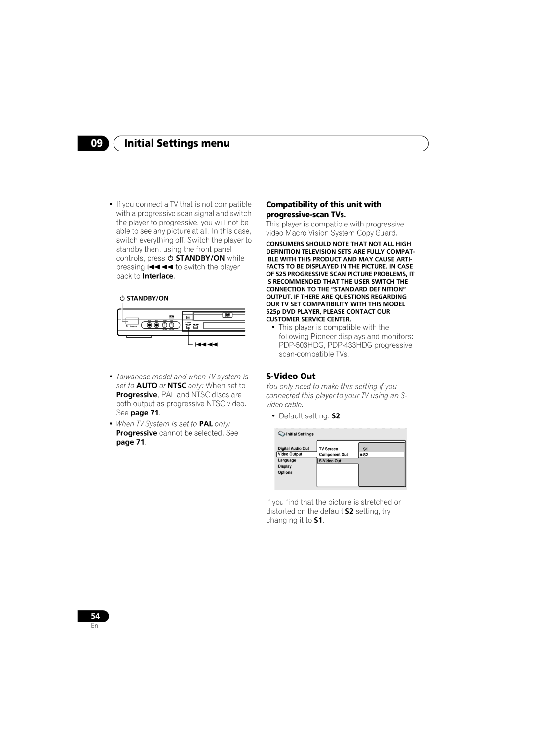 Pioneer DV-566K-s operating instructions Video Out, Compatibility of this unit with progressive-scan TVs, STANDBY/ON while 