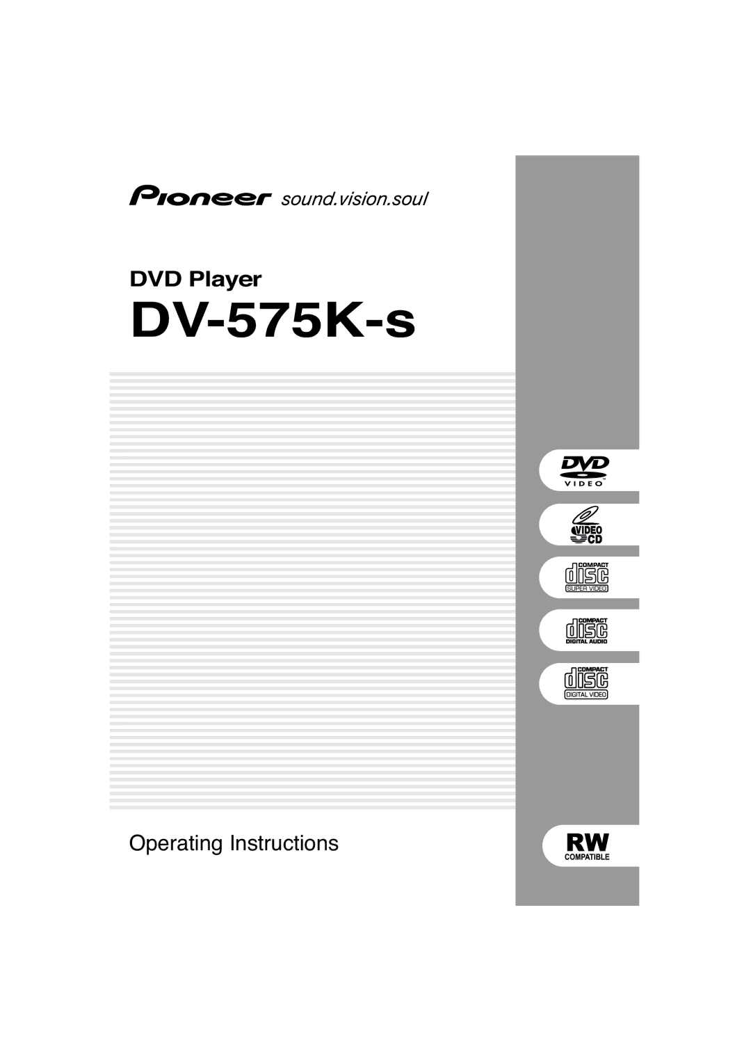 Pioneer DV-575K-s operating instructions 