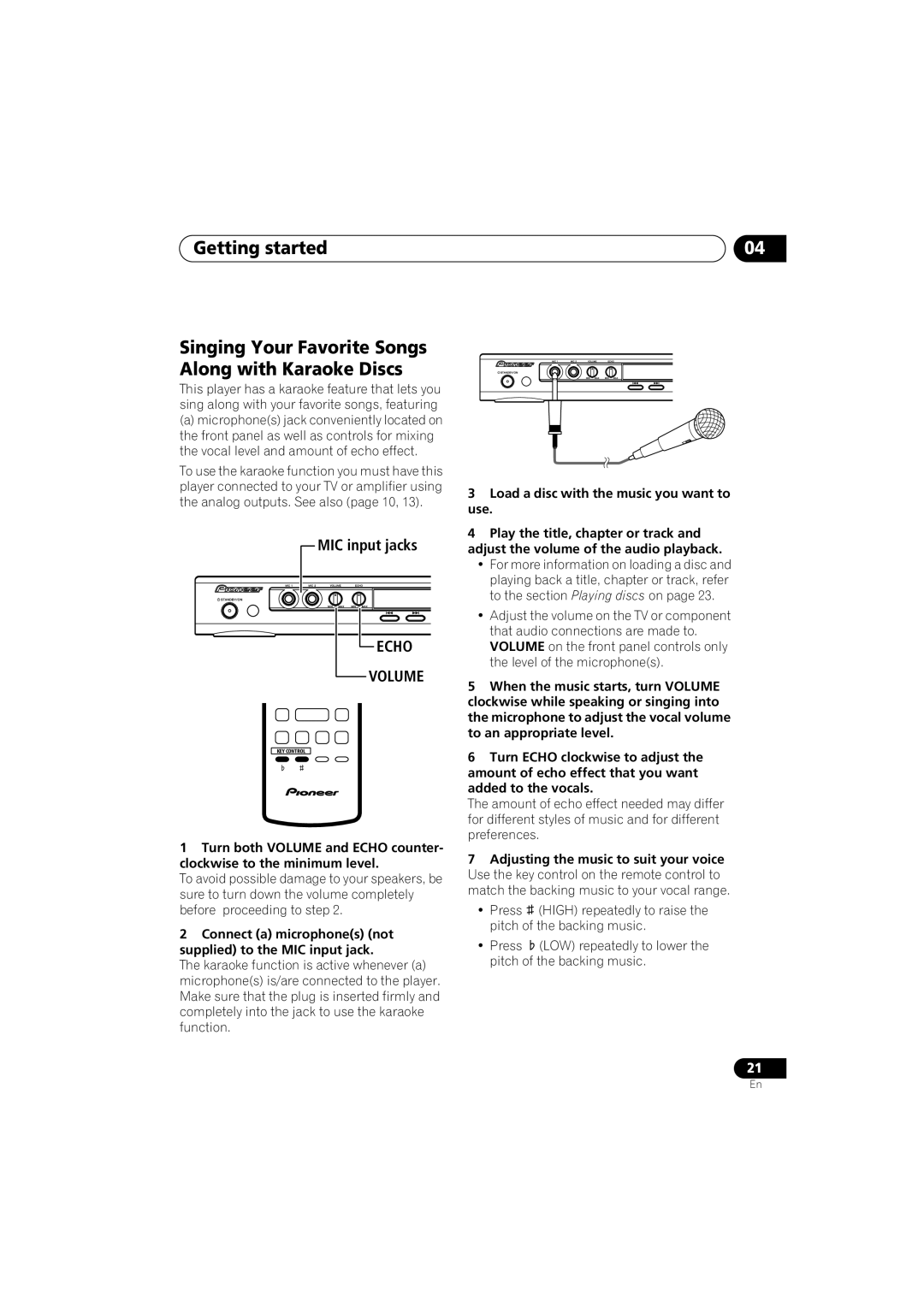 Pioneer DV-585K-s operating instructions Singing Your Favorite Songs Along with Karaoke Discs 