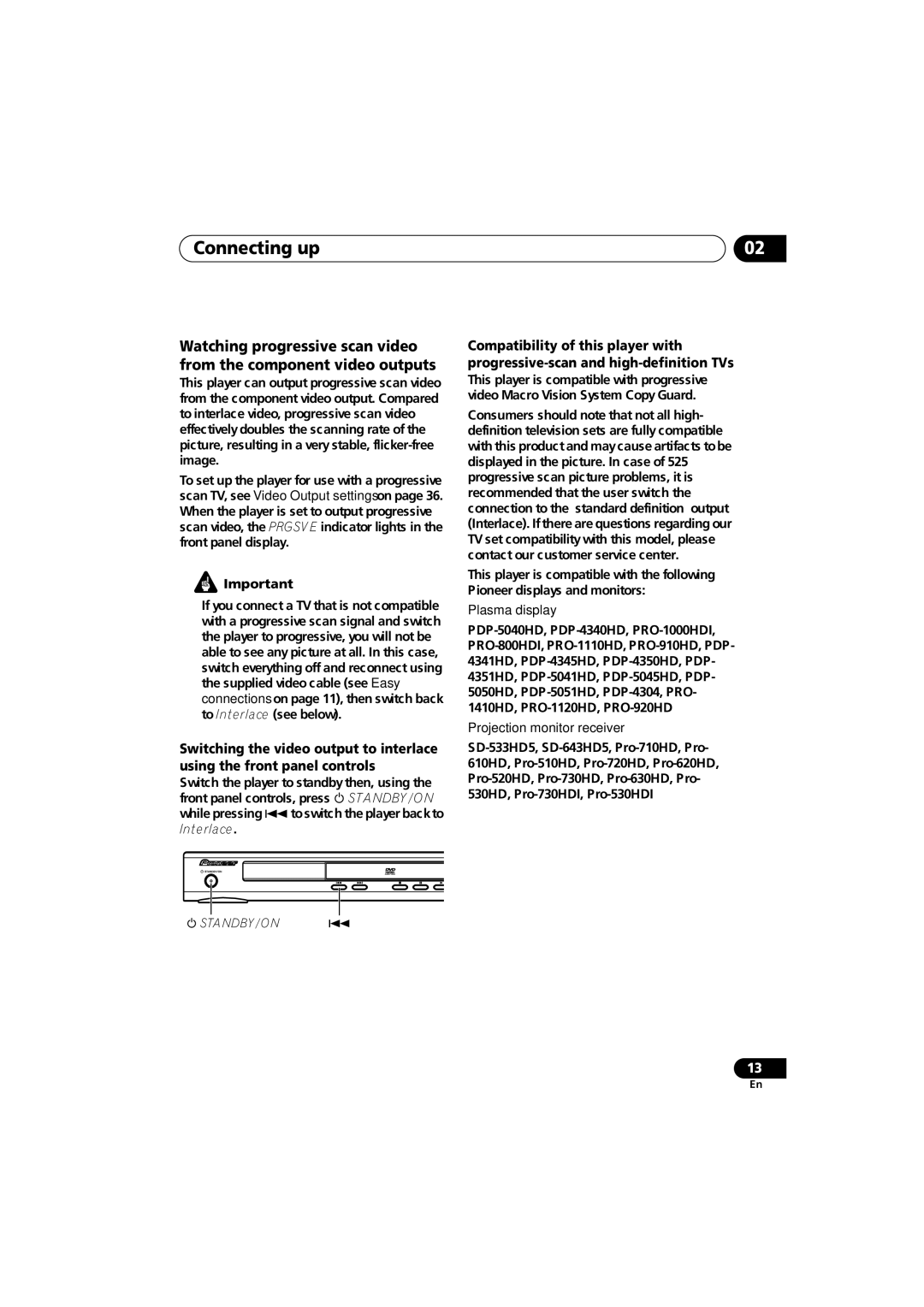 Pioneer DV-588A-S operating instructions Interlace, Plasma display 