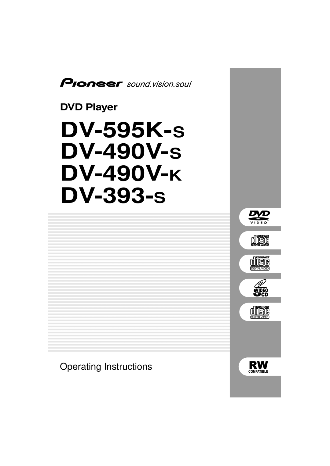 Pioneer operating instructions DV-595K-SDV-490V-SDV-490V-KDV-393-S 