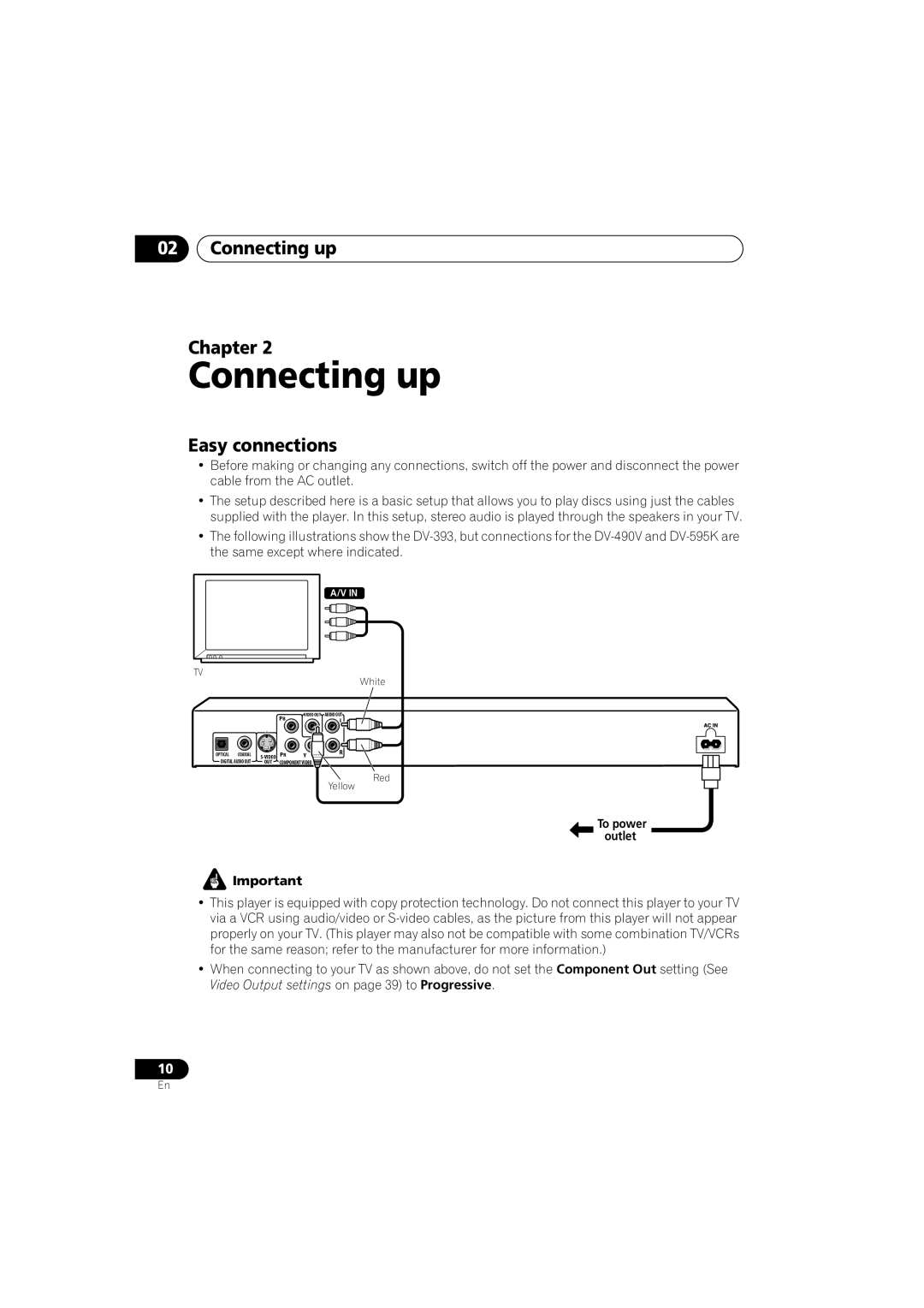 Pioneer DV-595K-S, DV-490V-S operating instructions Connecting up Chapter, Easy connections 