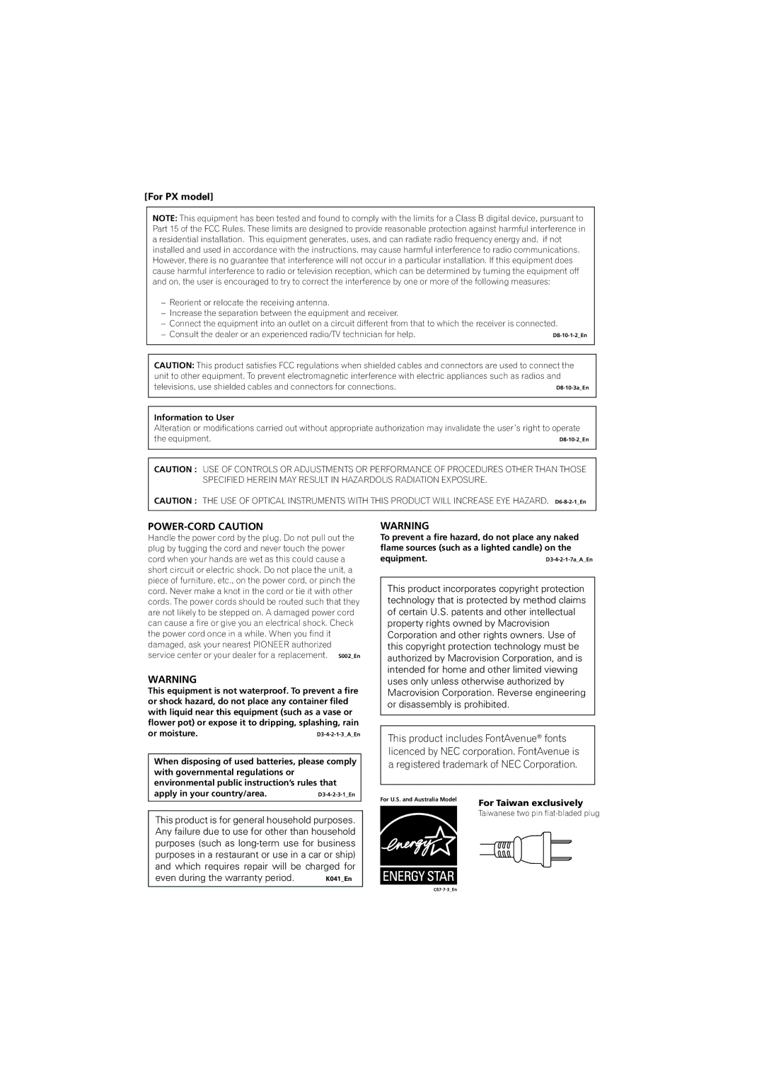 Pioneer DV-490V-S, DV-595K-S operating instructions POWER-CORD Caution 