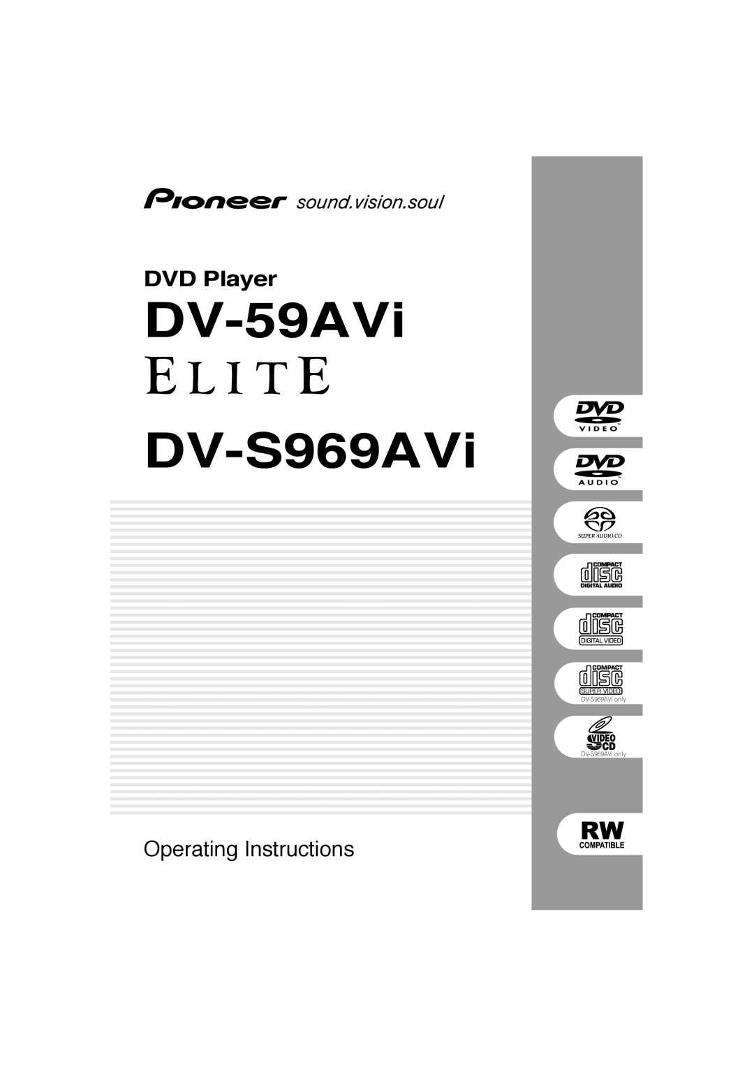 Pioneer DV-59AVI operating instructions DV-59AVi DV-S969AVi 