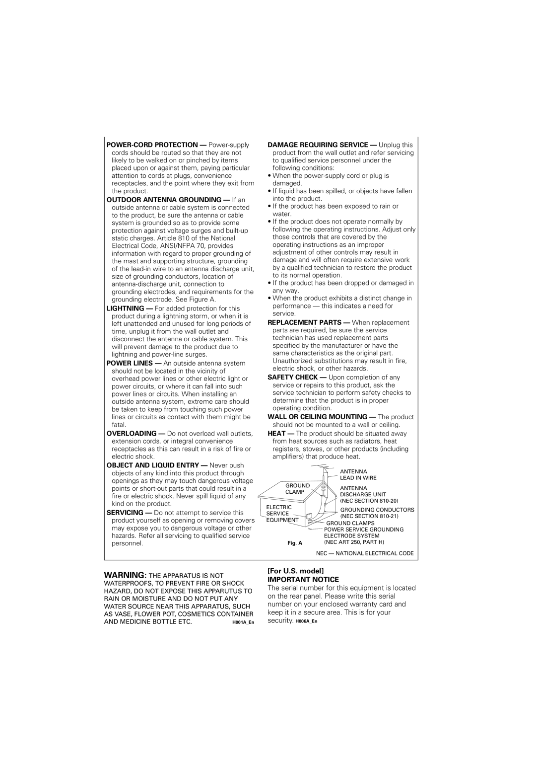 Pioneer DV-S969AVi, DV-59AVI operating instructions For U.S. model, Important Notice 