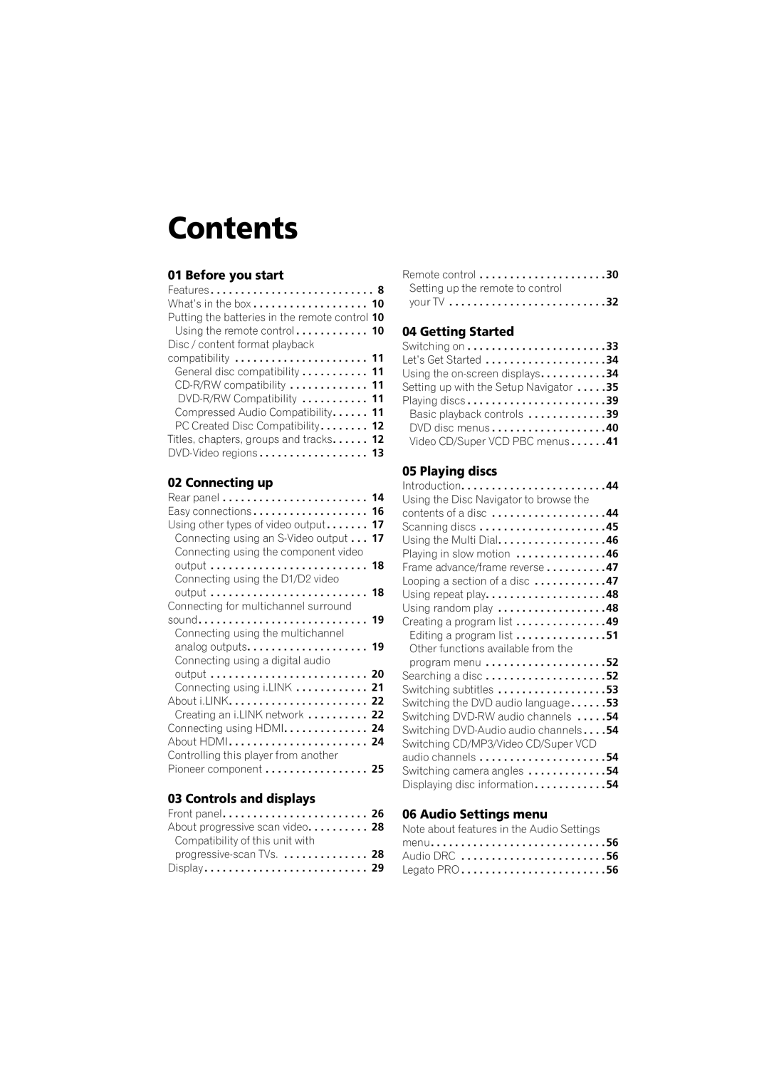 Pioneer DV-59AVI, DV-S969AVi operating instructions Contents 