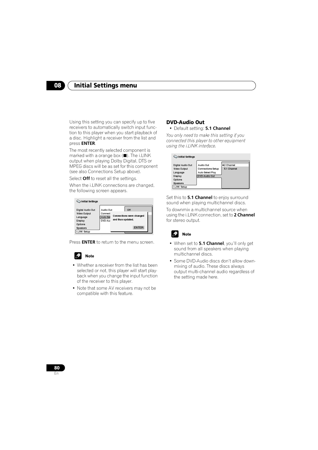 Pioneer DV-59AVI, DV-S969AVi operating instructions DVD-Audio Out, Default setting 5.1 Channel 