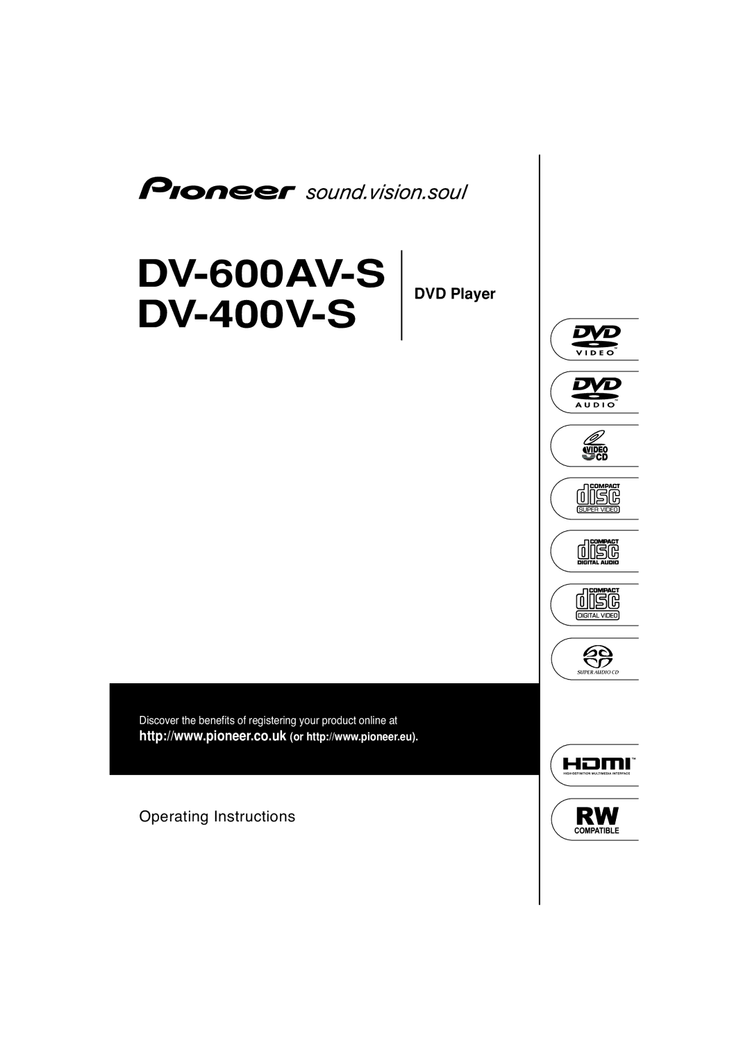 Pioneer operating instructions DV-600AV-SDV-400V-S 