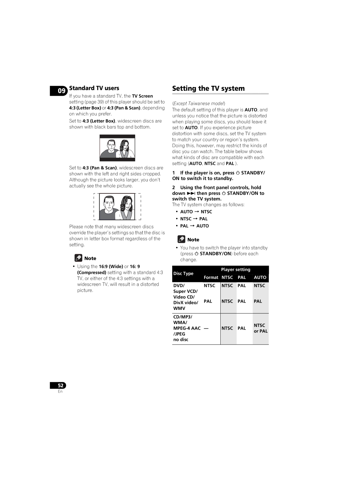 Pioneer DV-610AV-S, DV-610AV-K operating instructions Setting the TV system, Standard TV users 