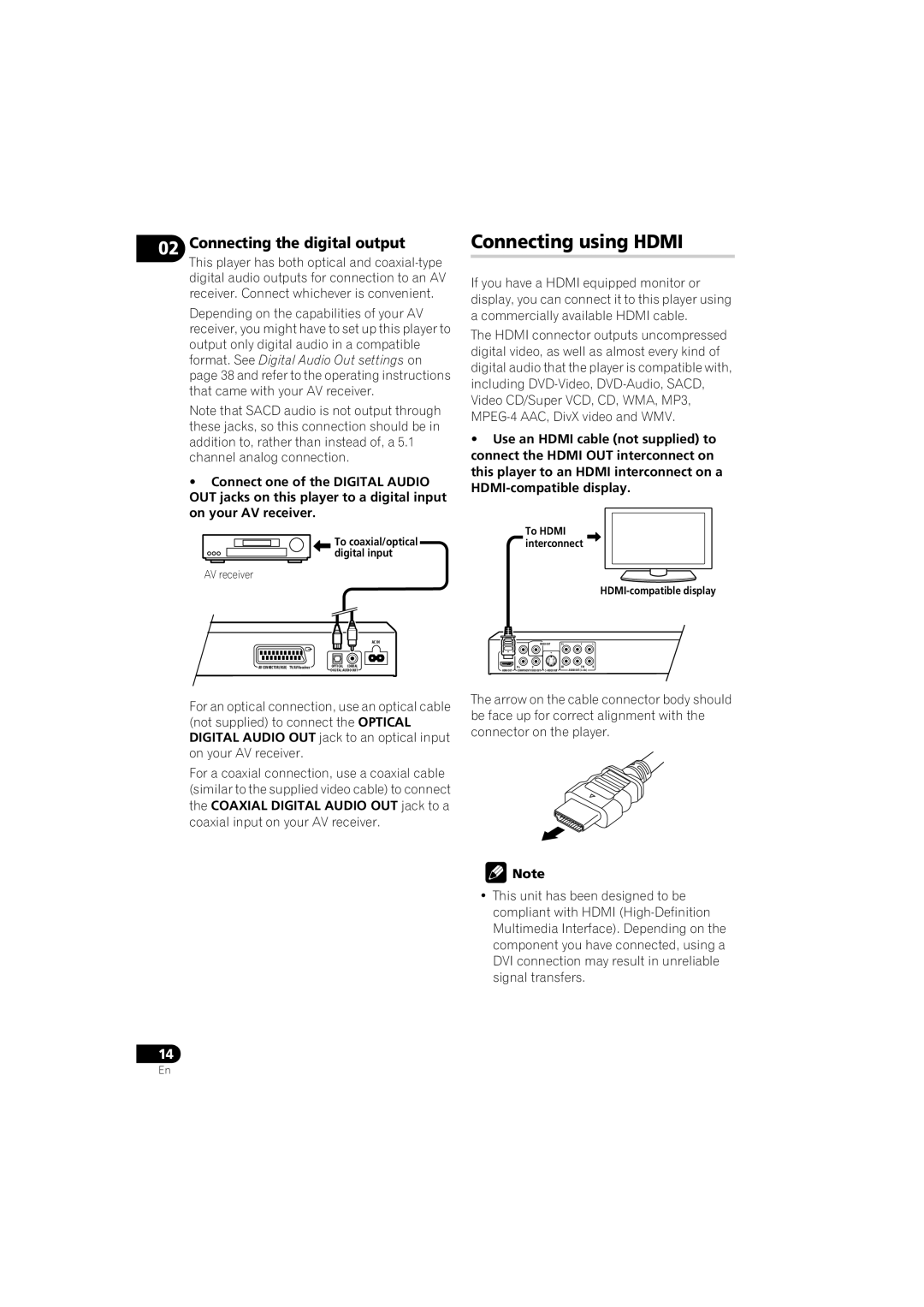 Pioneer DV-610AV-S operating instructions Connecting using Hdmi, Connecting the digital output 