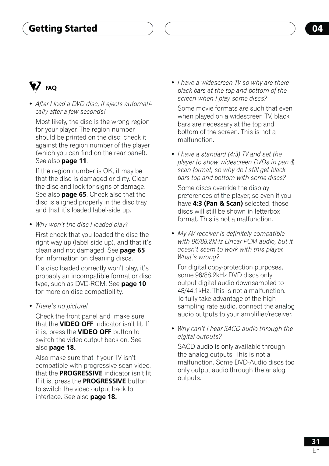 Pioneer DV-655A operating instructions Why won’t the disc I loaded play? 