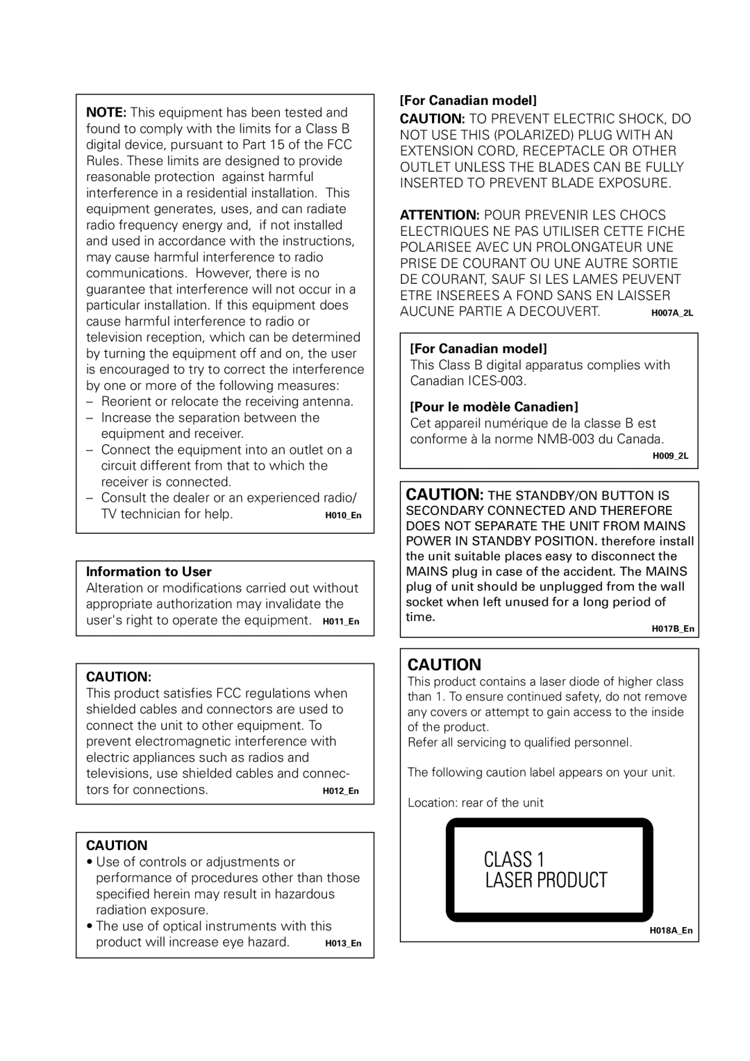 Pioneer DV-656A, 655A operating instructions For Canadian model 